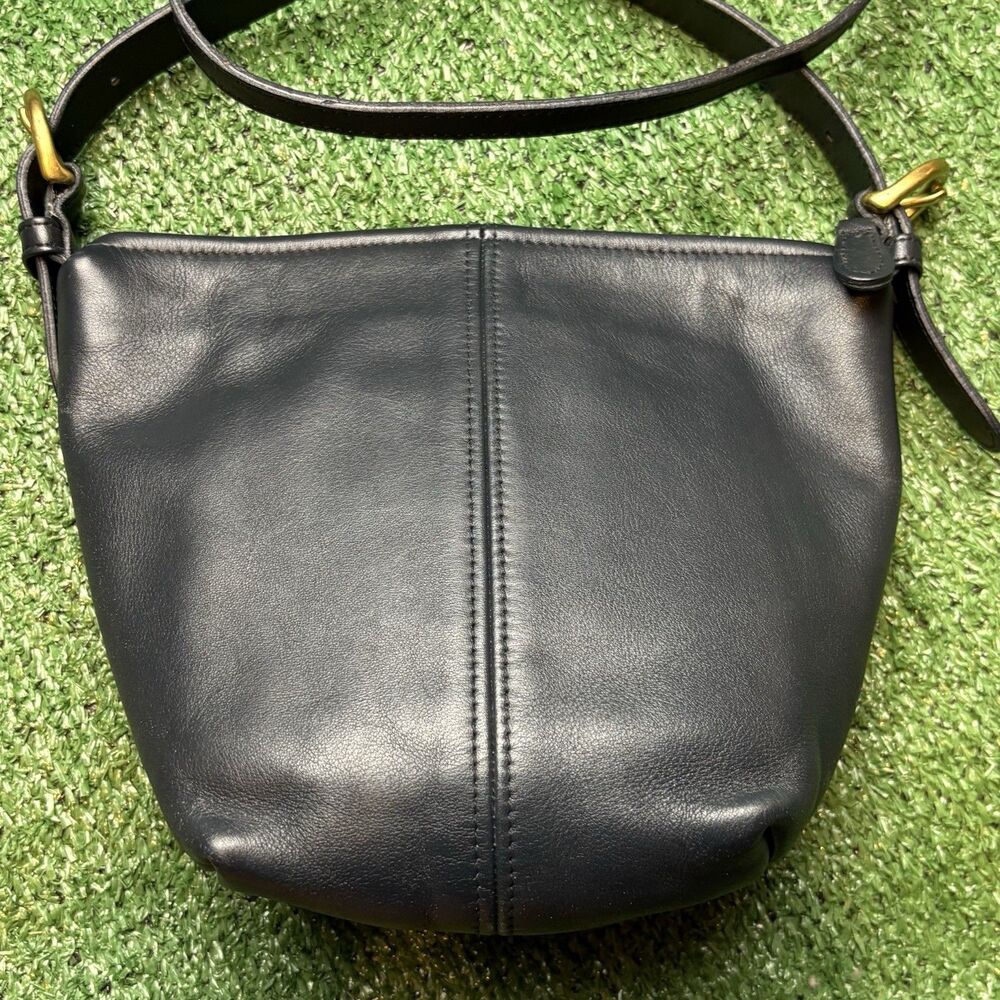 COACH Vintage Zip MacDougal Mini Bucket Sm Black/Navy Leather Crossbody Bag USA - Picture 2 of 11